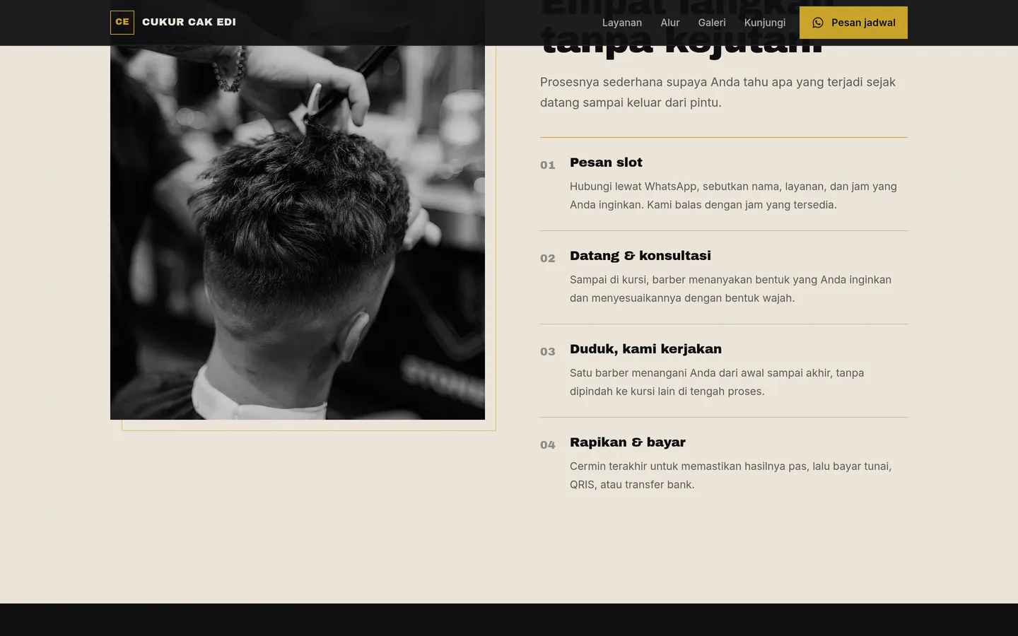 Cak Edi Barbershop — Middle section