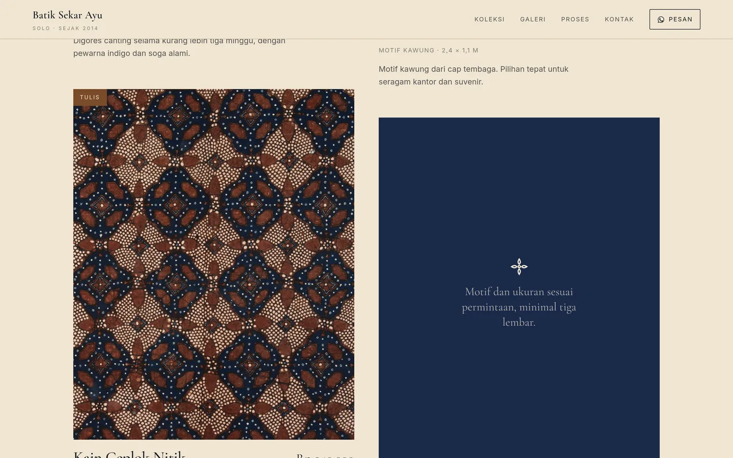 Sekar Ayu Batik — Middle section